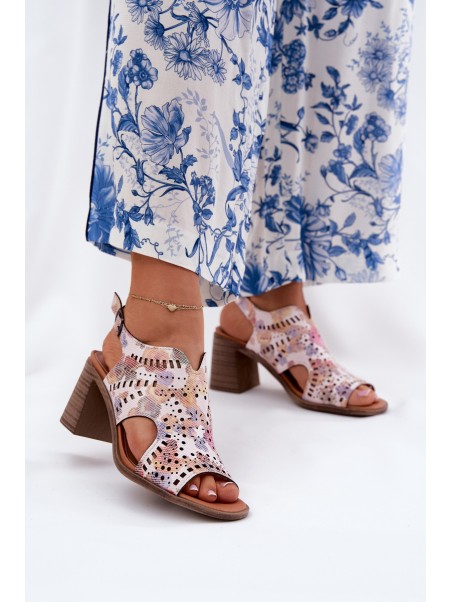 Cutout Women's Sandals On Heel Multicolor Tosine