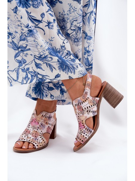 Cutout Women's Sandals On Heel Multicolor Tosine