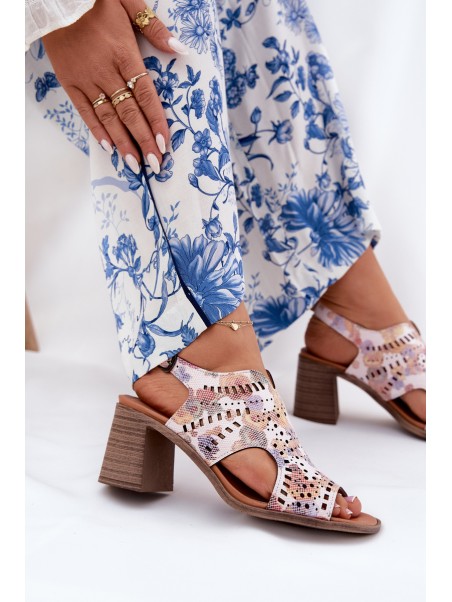 Cutout Women's Sandals On Heel Multicolor Tosine