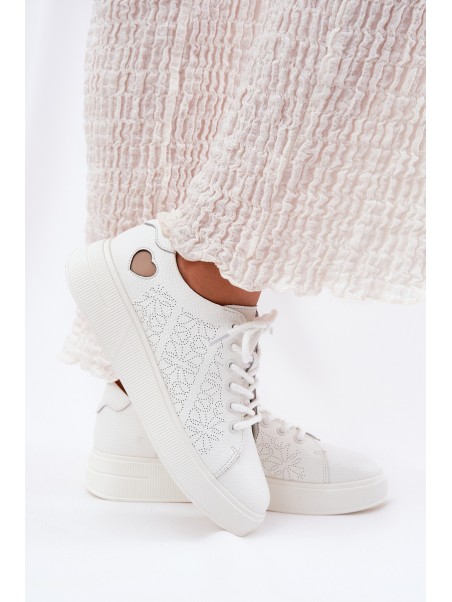 Women's Leather Sneakers On Platform Vinceza 88018 White