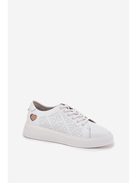 Women's Leather Sneakers On Platform Vinceza 88018 White