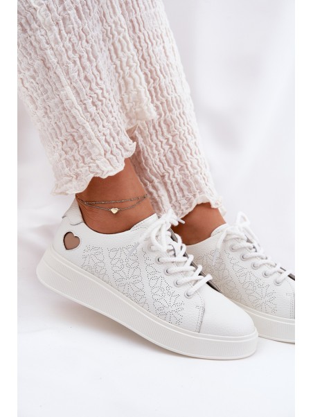 Women's Leather Sneakers On Platform Vinceza 88018 White