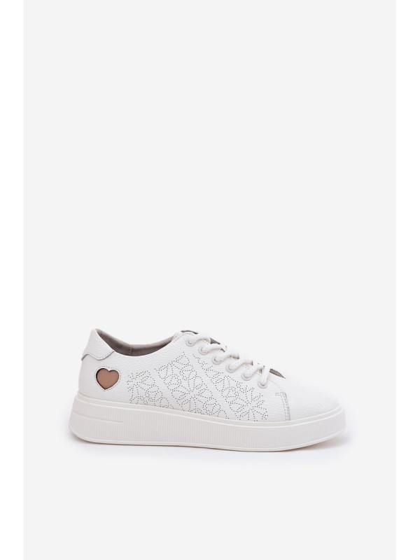 Women's Leather Sneakers On Platform Vinceza 88018 White