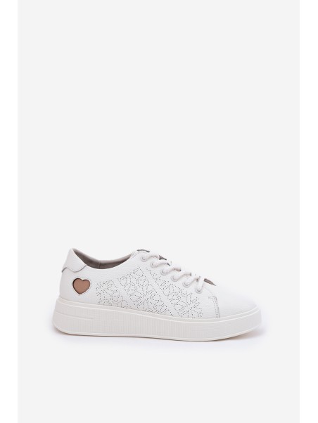 Women's Leather Sneakers On Platform Vinceza 88018 White