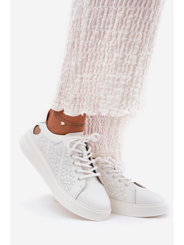 Women's Leather Sneakers On Platform Vinceza 88018 White