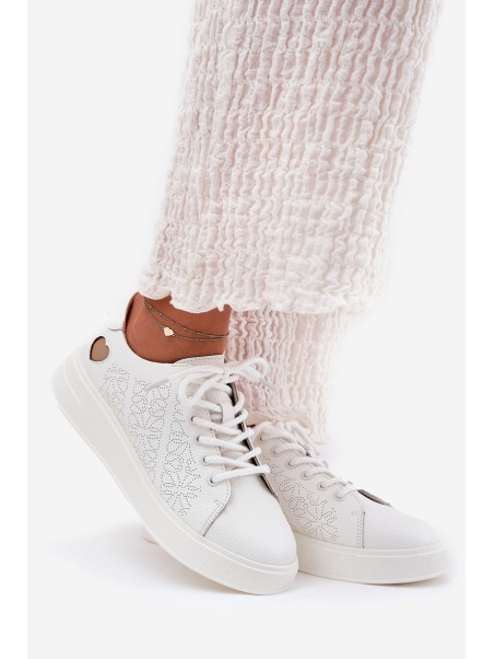 Women's Leather Sneakers On Platform Vinceza 88018 White