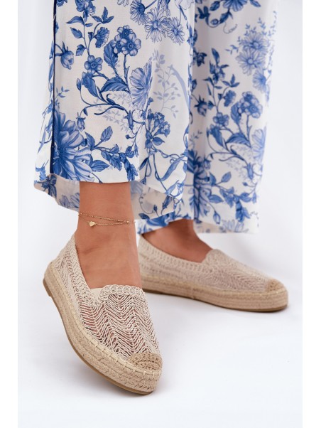Moteriškos platforminės espadrilės smėlio spalvos Vinceza 17392