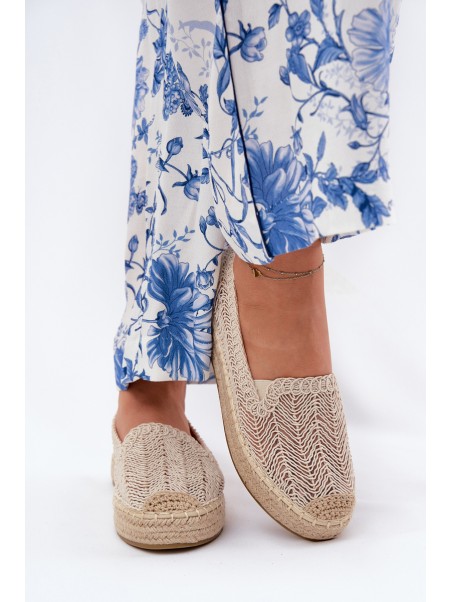 Moteriškos platforminės espadrilės smėlio spalvos Vinceza 17392