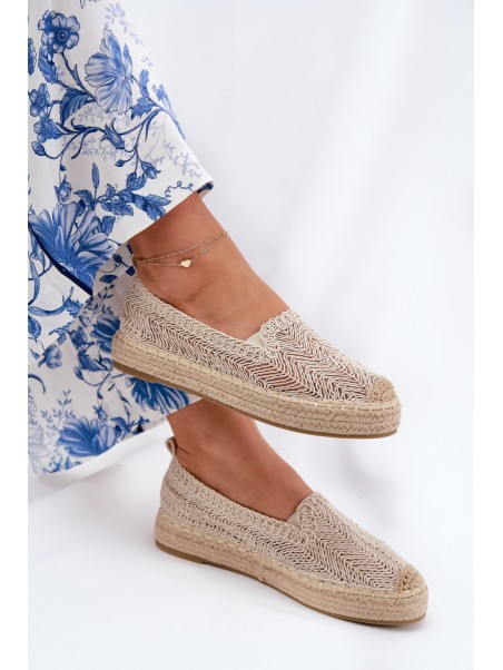 Moteriškos platforminės espadrilės smėlio spalvos Vinceza 17392
