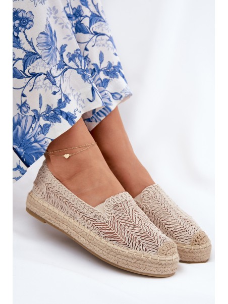 Moteriškos platforminės espadrilės smėlio spalvos Vinceza 17392