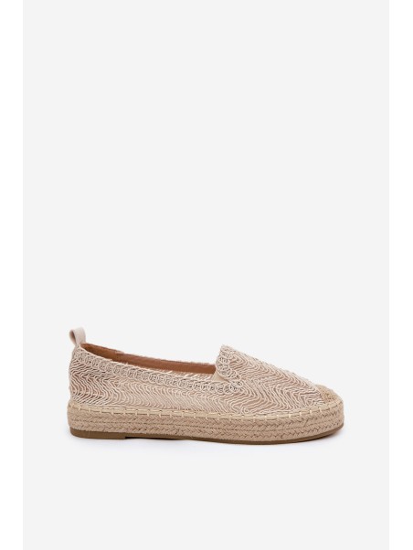Moteriškos platforminės espadrilės smėlio spalvos Vinceza 17392
