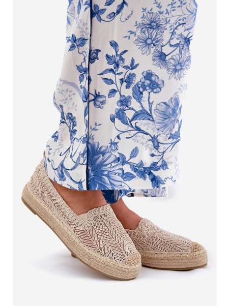 Moteriškos platforminės espadrilės smėlio spalvos Vinceza 17392