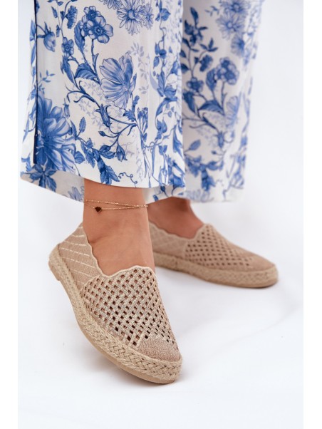 Moteriškos espadrilės su pynimu smėlio spalvos Vinceza 13625