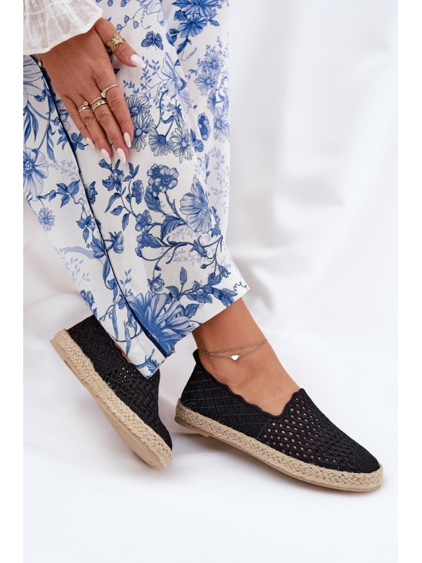 Women Espadrilles With Braiding Vinceza 13625 Black