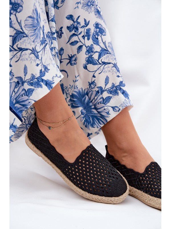 Women Espadrilles With Braiding Vinceza 13625 Black