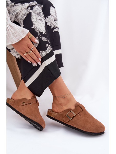 Suede Clogs Women's With Buckle Big Star RR274A387 Brown
