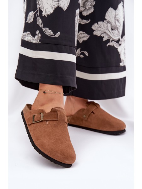 Suede Clogs Women's With Buckle Big Star RR274A387 Brown