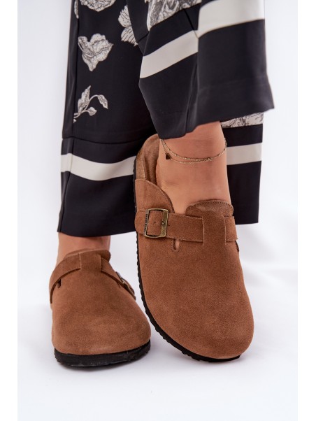 Suede Clogs Women's With Buckle Big Star RR274A387 Brown