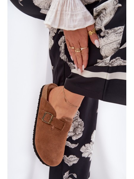 Suede Clogs Women's With Buckle Big Star RR274A387 Brown