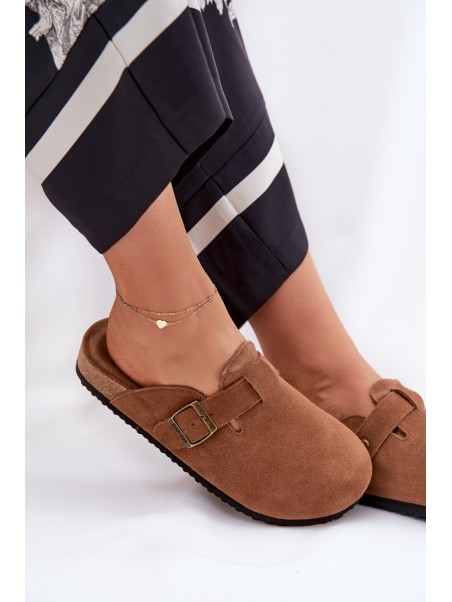 Suede Clogs Women's With Buckle Big Star RR274A387 Brown