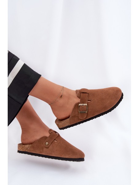 Suede Clogs Women's With Buckle Big Star RR274A387 Brown