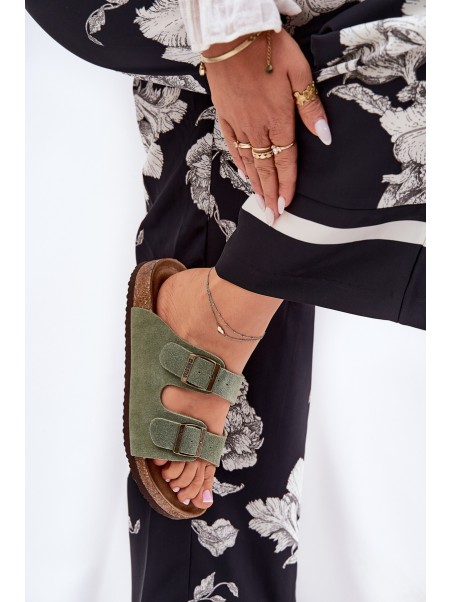 Ladies Suede Sandals With Buckles Big Star RR274A393 Green