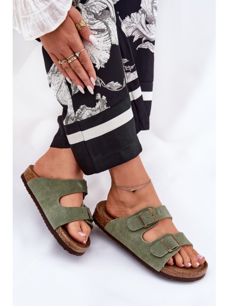 Ladies Suede Sandals With Buckles Big Star RR274A393 Green