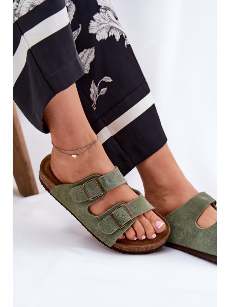 Ladies Suede Sandals With Buckles Big Star RR274A393 Green