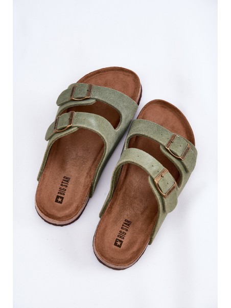 Ladies Suede Sandals With Buckles Big Star RR274A393 Green