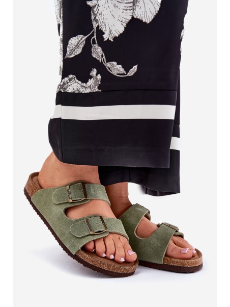 Ladies Suede Sandals With Buckles Big Star RR274A393 Green