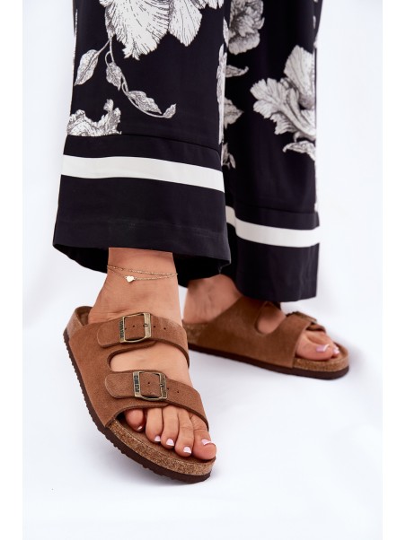 Suede Women's Slippers With Buckles Big Star RR274A394 Brown