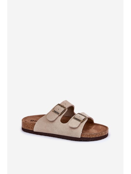 Suede Women's Slippers With Buckles Big Star RR274A391 Beige