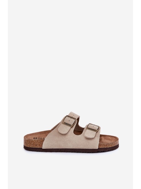 Suede Women's Slippers With Buckles Big Star RR274A391 Beige