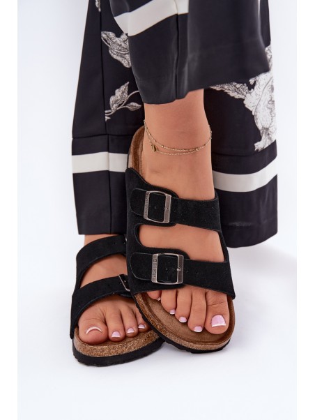Suede Ladies Sandals With Buckles Big Star RR274A390 Black