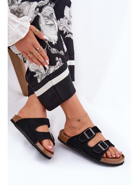 Suede Ladies Sandals With Buckles Big Star RR274A390 Black