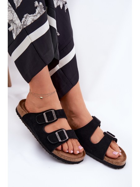 Suede Ladies Sandals With Buckles Big Star RR274A390 Black