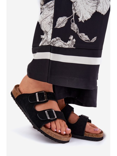 Suede Ladies Sandals With Buckles Big Star RR274A390 Black