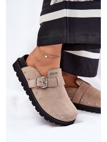 Suede Slippers Women's On Platform Big Star RR274A376 Beige