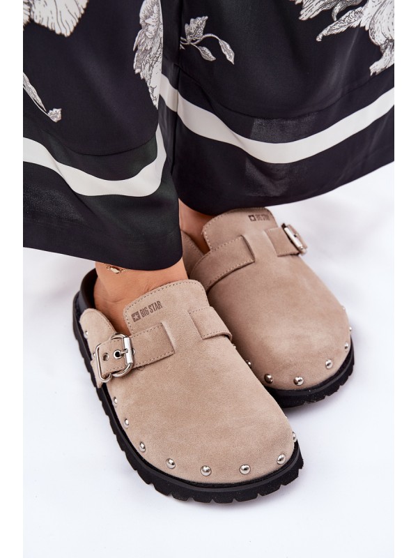 Suede Slippers Women's On Platform Big Star RR274A376 Beige