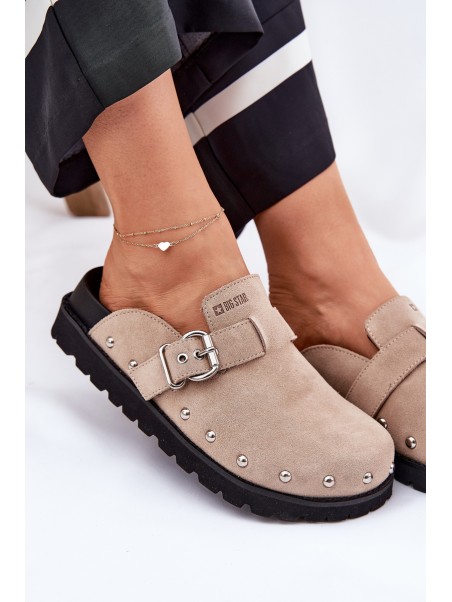 Suede Slippers Women's On Platform Big Star RR274A376 Beige
