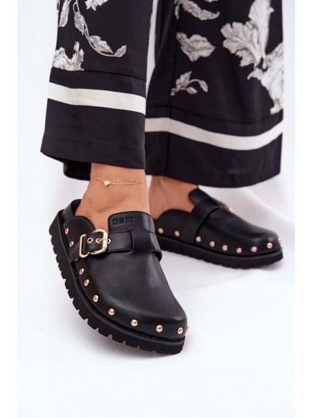 Leather Clogs Ladies On Platform Big Star RR274A378 Black