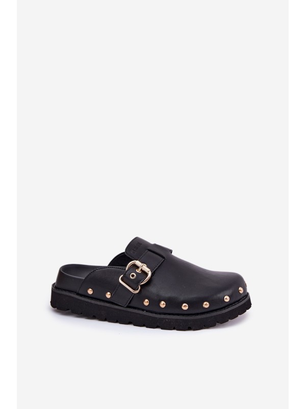 Leather Clogs Ladies On Platform Big Star RR274A378 Black