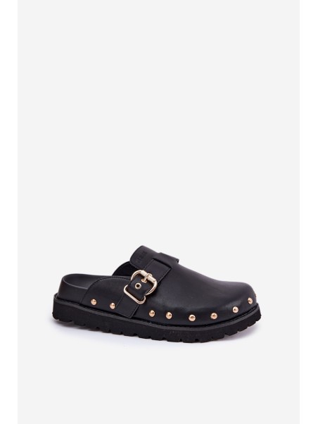 Leather Clogs Ladies On Platform Big Star RR274A378 Black