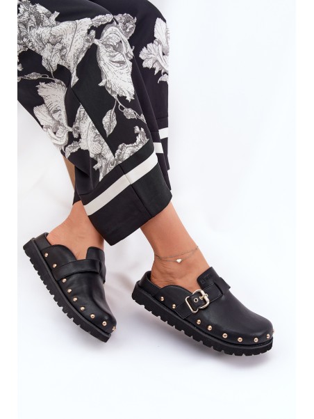 Leather Clogs Ladies On Platform Big Star RR274A378 Black