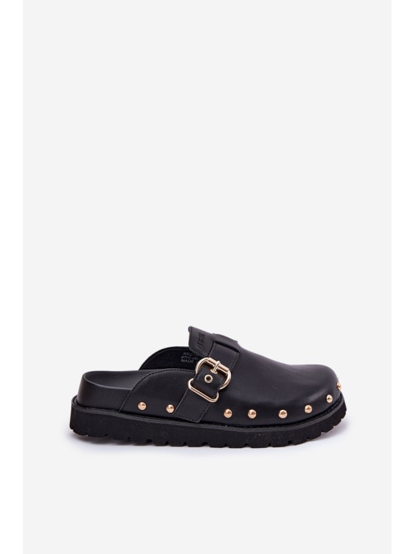 Leather Clogs Ladies On Platform Big Star RR274A378 Black