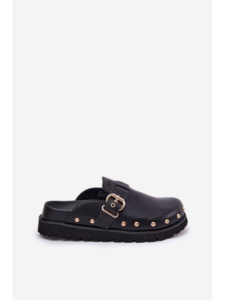 Leather Clogs Ladies On Platform Big Star RR274A378 Black