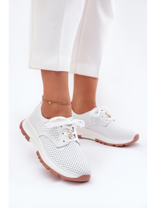 Leather Ladies Brogues With A Clip Artiker 54C1810 White