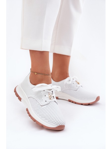 Leather Ladies Brogues With A Clip Artiker 54C1810 White