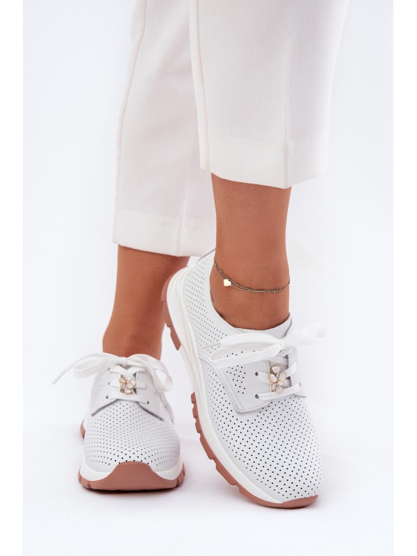 Leather Ladies Brogues With A Clip Artiker 54C1810 White
