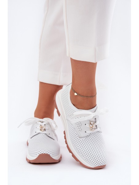 Leather Ladies Brogues With A Clip Artiker 54C1810 White